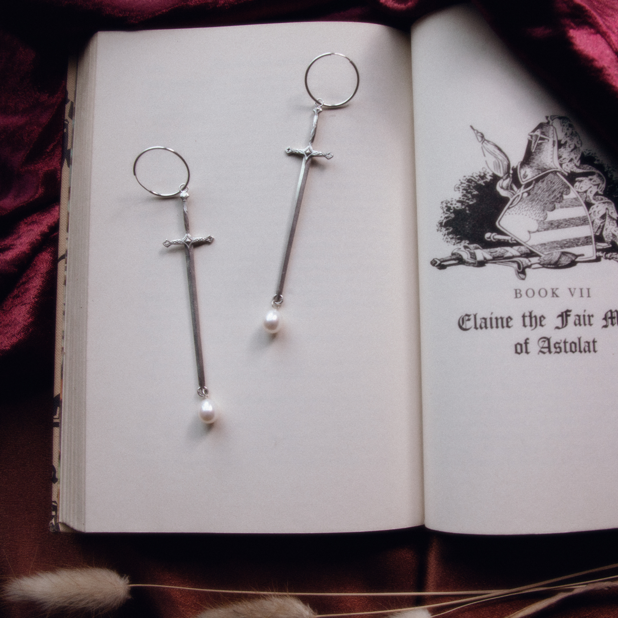 The Elven Blade Earrings with Pearl