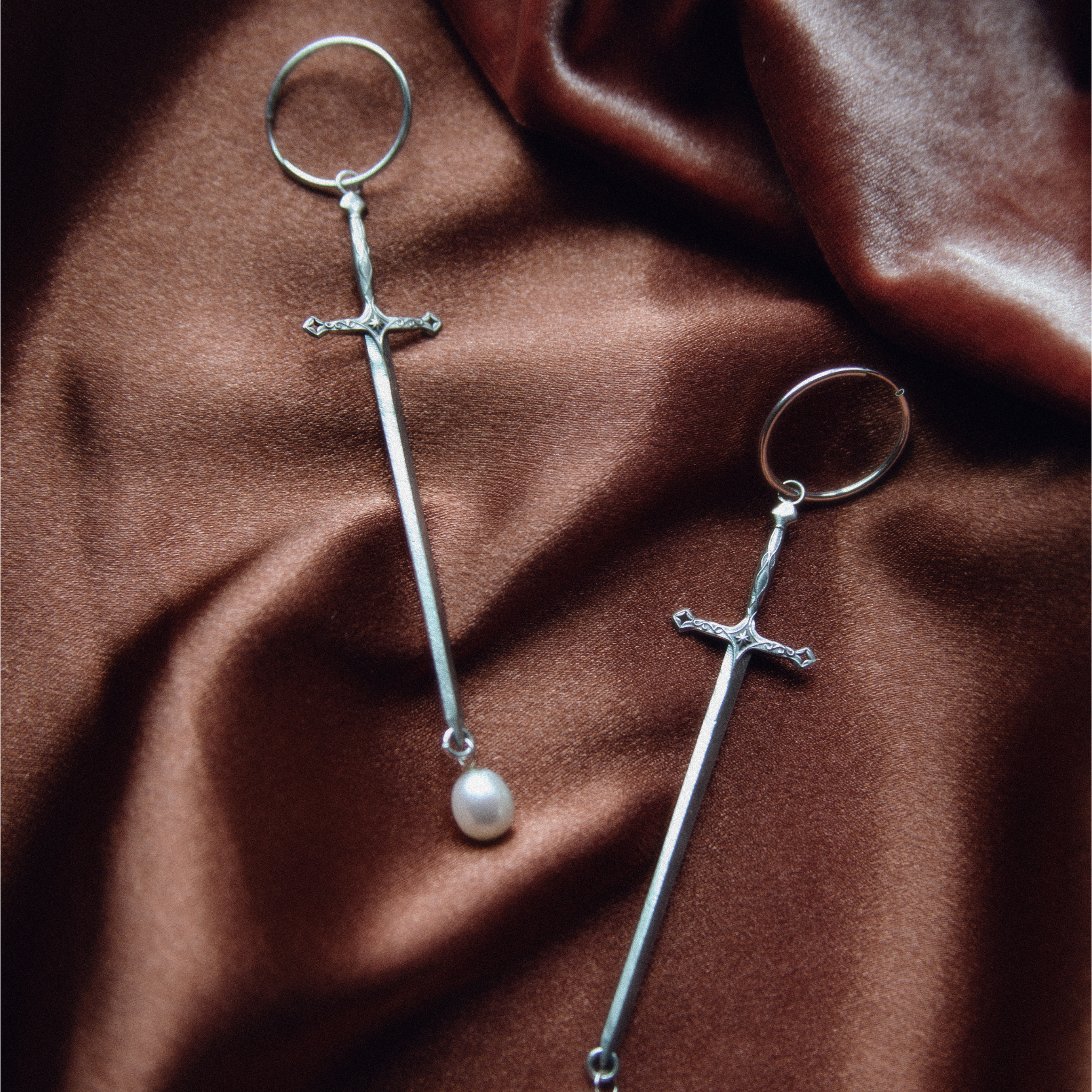 The Elven Blade Earrings with Pearl